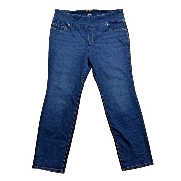 Lee Jeans Blue Slim Fit Slim Leg Mid Rise Sculpting Stretch Pull On Women's 22W - Picture 1 of 15